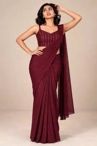 crush silk blend festive designer saree with sequence work blouse