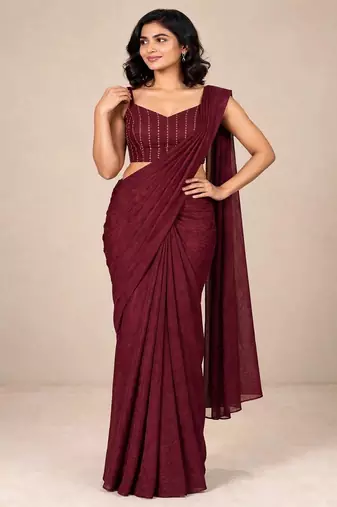 crush silk blend festive designer saree with sequence work blouse