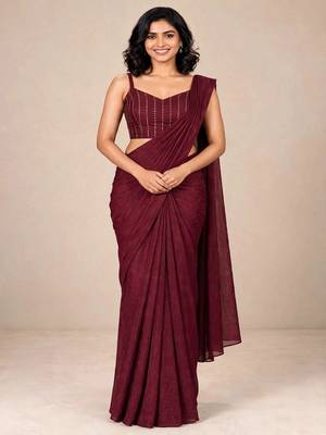 crush silk blend festive designer saree with sequence work blouse 4