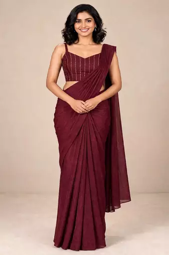 crush silk blend festive designer saree with sequence work blouse