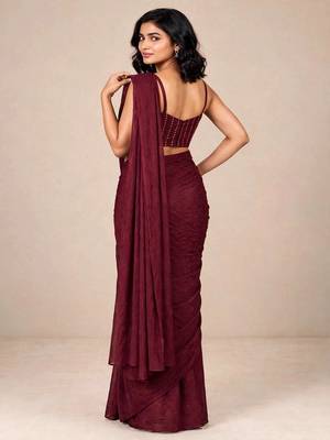 crush silk blend festive designer saree with sequence work blouse 5