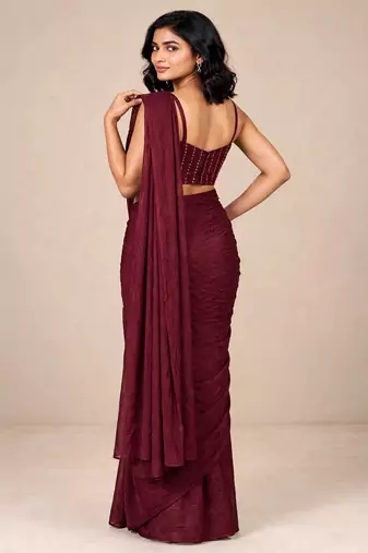 crush silk blend festive designer saree with sequence work blouse