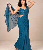crush silk blend premium partywear saree with sequence blouse