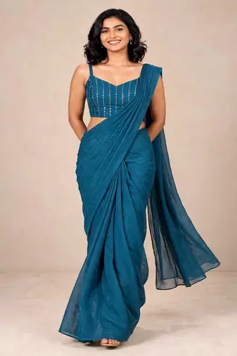 crush silk blend premium partywear saree with sequence blouse