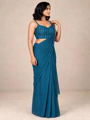 crush silk blend premium partywear saree with sequence blouse 4