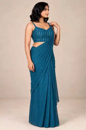crush silk blend premium partywear saree with sequence blouse
