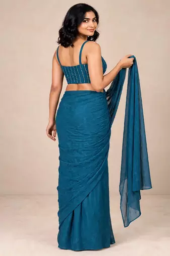crush silk blend premium partywear saree with sequence blouse