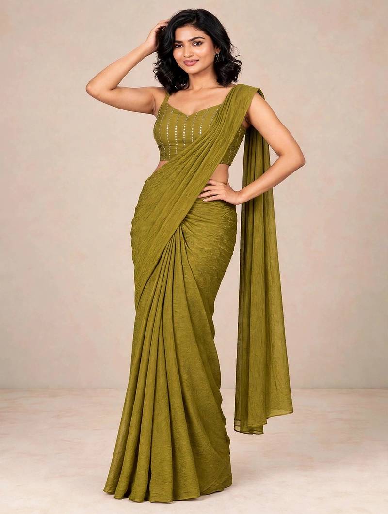crush silk blend luxury saree with designer sequence embellished blouse