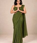 crush silk blend fancy partywear saree with sequence embellished blouse