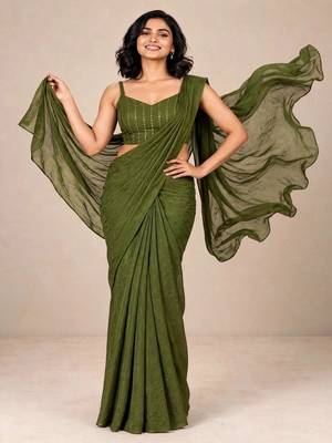 crush silk blend fancy partywear saree with sequence embellished blouse 2