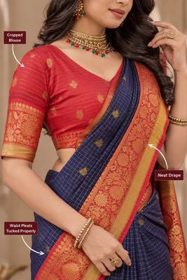 festive silk blend saree featuring a rich woven border paired with a matching blouse 3