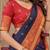 festive silk blend saree featuring a rich woven border paired with a matching blouse