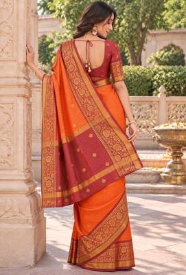 silk blend saree paired with a beautifully matching woven blouse 5