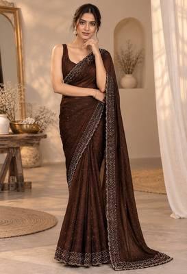 Fandy satin fabric saree featuring all-over intricate jarkan work 2