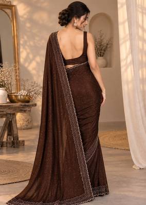 Fandy satin fabric saree featuring all-over intricate jarkan work 5