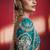 crimson red silk blend saree with teal blue embroidered blouse & zari border