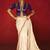 white silk blend saree with purple embroidered blouse & zari border