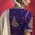 white silk blend saree with purple embroidered blouse & zari border
