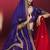 purple silk blend saree with gold embroidered border & designer blouse