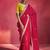 rani pink silk blend saree with mustard yellow embroidered blouse & zari border
