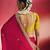 rani pink silk blend saree with mustard yellow embroidered blouse & zari border