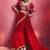 red silk blend saree with gold embroidered border & designer blouse