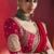 red silk blend saree with gold embroidered border & designer blouse