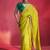 lime green silk blend saree with bottle green embroidered blouse & zari border