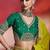 lime green silk blend saree with bottle green embroidered blouse & zari border