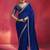royal blue silk blend saree with gold embroidered border & designer blouse