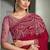 cherry red faux chiffon embroidered saree with blouse piece