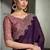 dark purple faux chiffon embroidered saree with blouse piece