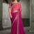dual-tone peach and magenta faux chiffon saree with zari embroidered blouse