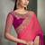 dual-tone peach and magenta faux chiffon saree with zari embroidered blouse