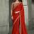 crimson red faux crepe saree with embroidered pallu and border