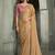 beige gold faux georgette saree with onion pink embroidered blouse