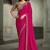 rani pink faux crepe saree with embroidered border and blouse