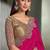 rani pink faux crepe saree with embroidered border and blouse