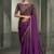 dual-tone coffee brown and magenta purple faux chiffon saree with embroidered blouse
