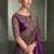dual-tone coffee brown and magenta purple faux chiffon saree with embroidered blouse