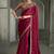 wine faux tissue saree with antique gold embroidered border and blouse