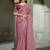 onion pink faux georgette saree with wine embroidered blouse