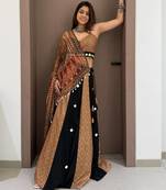 Olive&Black Rayon Readymade Navratri Lehenga Choli with Embroidery & Mirror Work