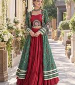Maroon Rayon Readymade Navratri Lehenga Choli with Kutchi Patchwork
