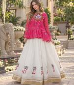 Rani&White Georgette Readymade Navratri Lehenga Choli with Kutchi Patchwork