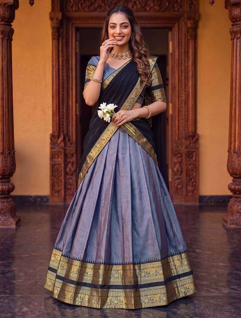 Tradition South Style Poly Cotton Half Saree
