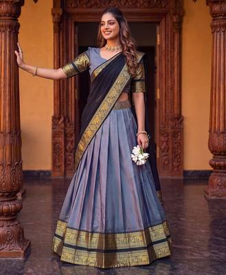 Tradition South Style Poly Cotton Half Saree 2