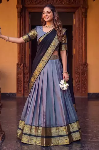 Tradition South Style Poly Cotton Half Saree