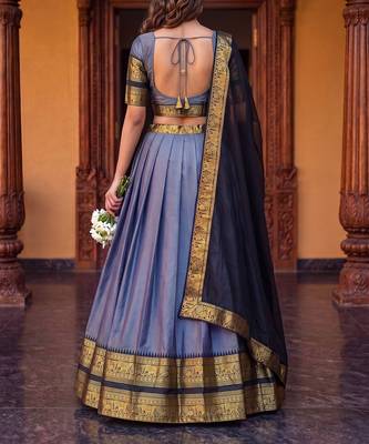Tradition South Style Poly Cotton Half Saree 4