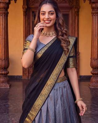 Tradition South Style Poly Cotton Half Saree 5